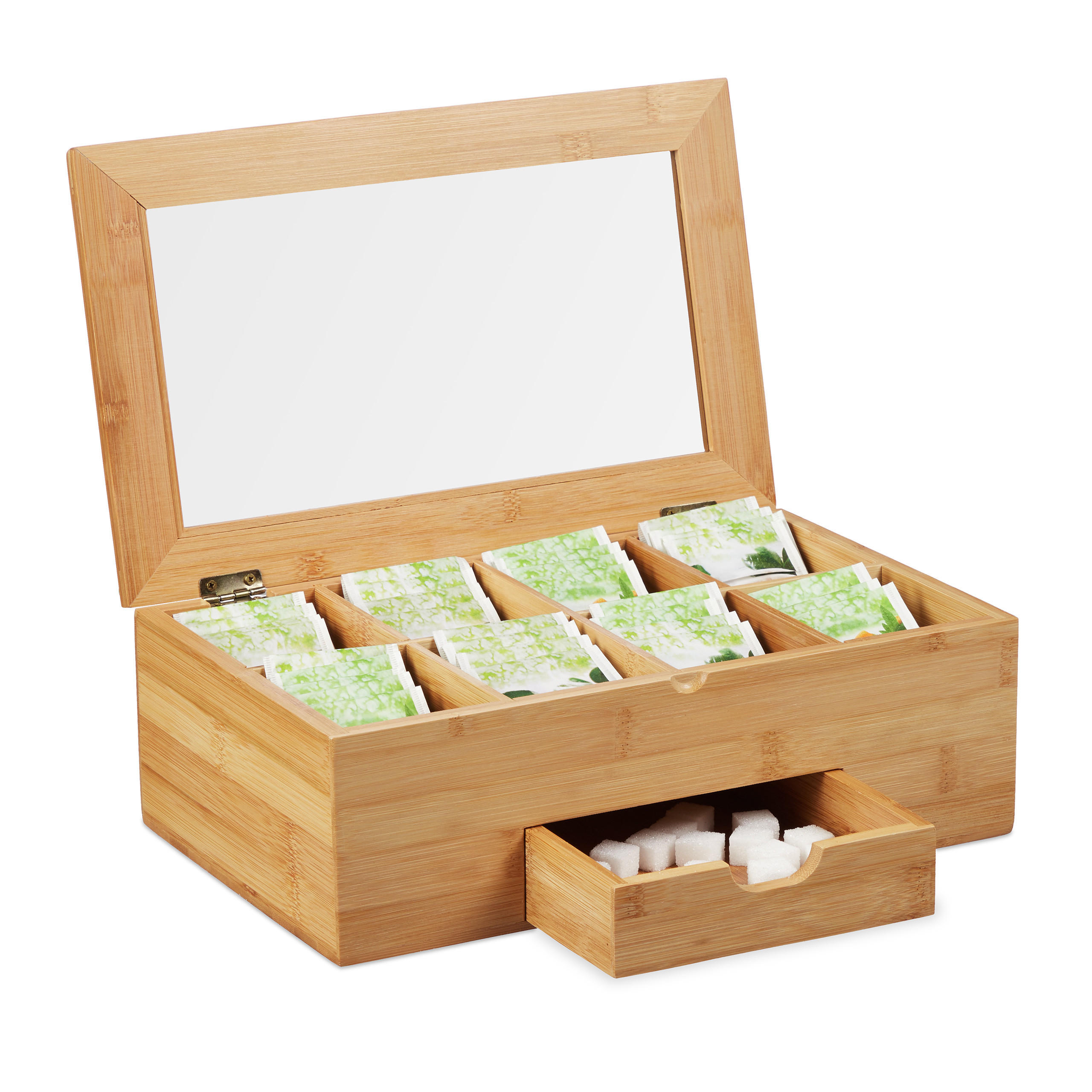 Relaxdays Teebox Hellbraun 33x11x20 cm