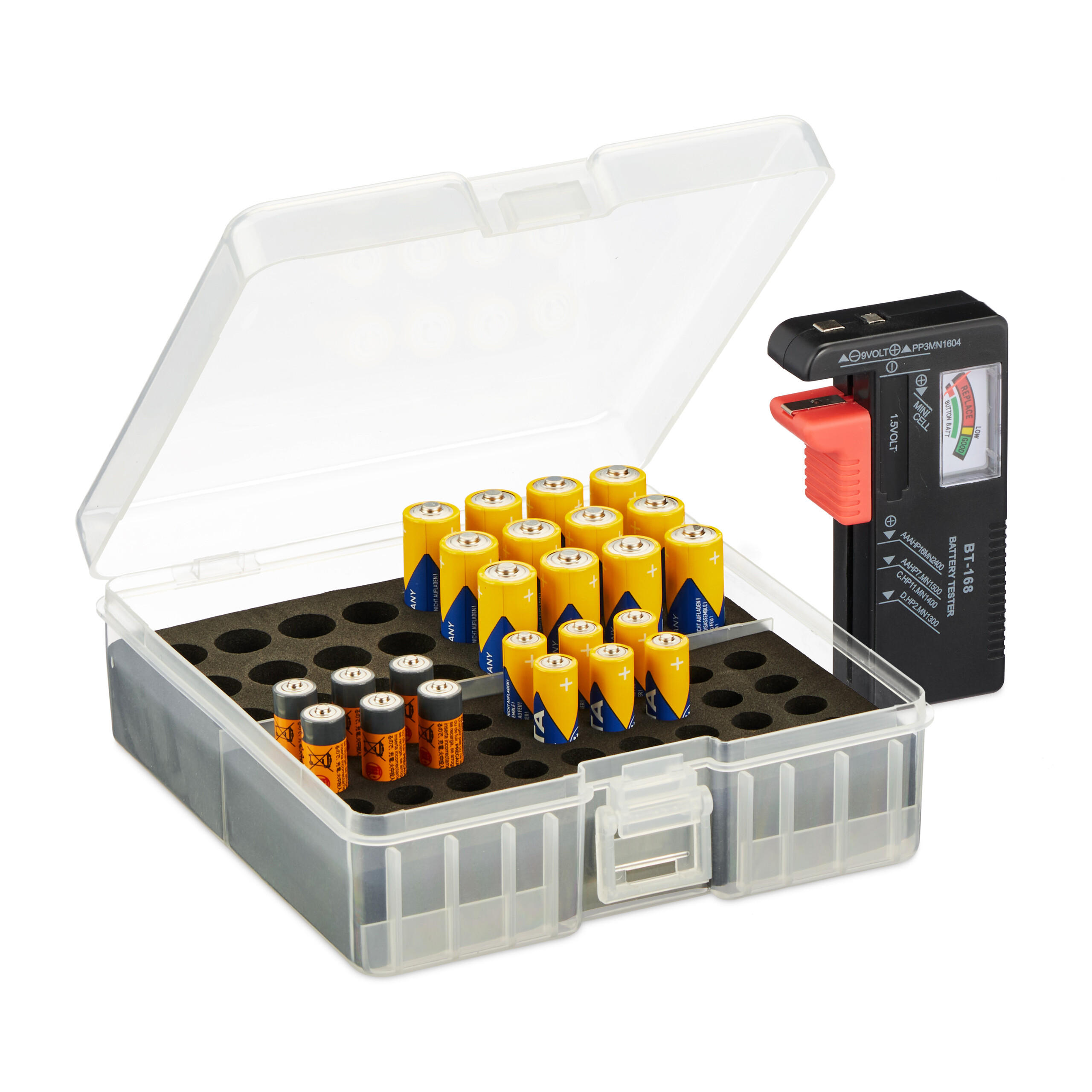 BATTERIEBOX - Multicolor, Kunststoff/Textil (15/5.5/15.5cm) - Relaxdays