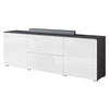 TV-LOWBOARD Vera 180 mit weißer LED Beleuchtung - Weiß Hochglanz/Silberfarben, Holzwerkstoff/Kunststoff (180/62/35cm) - MIRJAN24