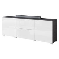 TV-LOWBOARD Vera 180 mit weißer LED Beleuchtung - Weiß Hochglanz/Silberfarben, Holzwerkstoff/Kunststoff (180/62/35cm) - MIRJAN24
