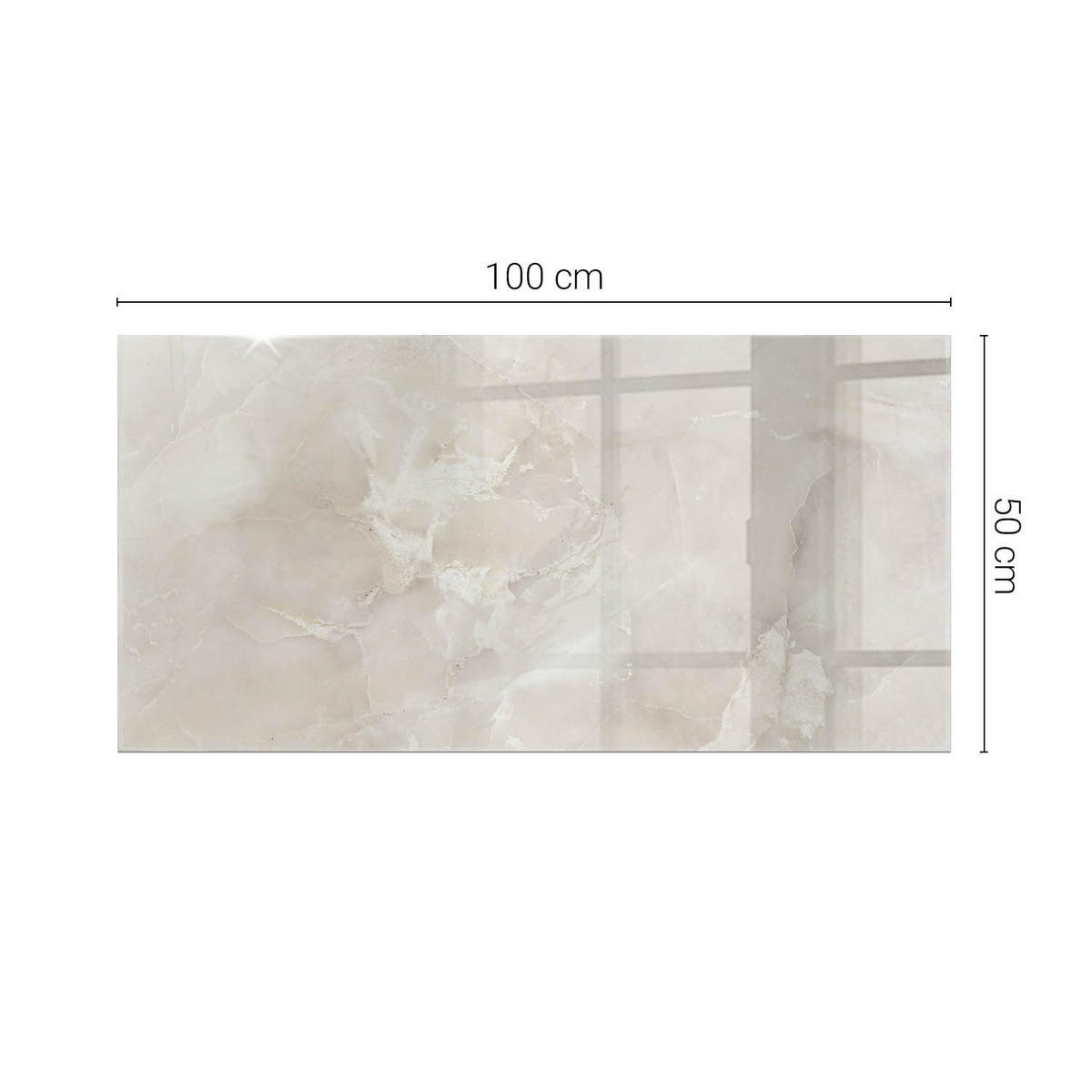 TISCHPLATTE 100x50 cm Marmorstruktur mit Textur - Creme, Glas (100/50/0.4cm) - TULUP