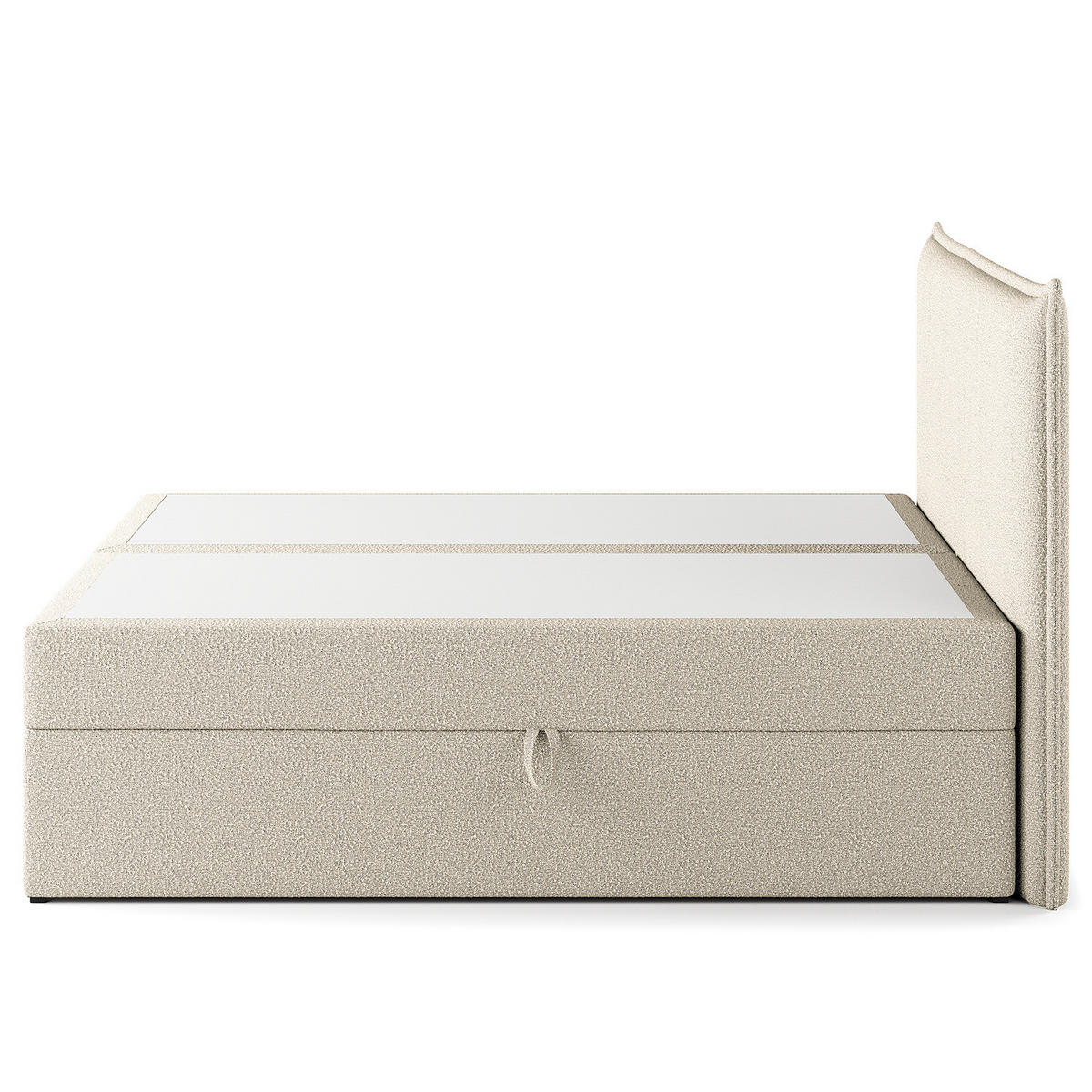BOXBETT mit Stauraum - Bouclé - Creme, Holzwerkstoff/Textil (180/200cm) - home24