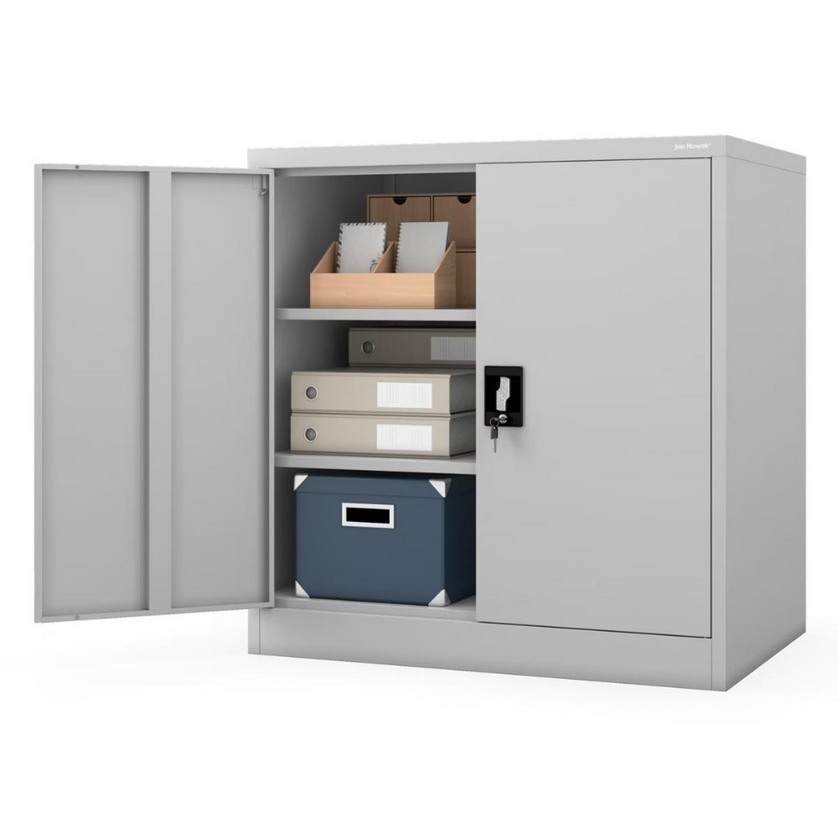 AKTENSCHRANK abschließbar KADO Flügeltüren 93x90x60cm Grau - Grau, Metall (93/90/60cm) - DELUKE