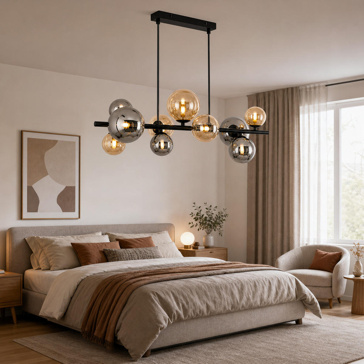 PENDELLEUCHTE Havlis 85/15/150 cm - Schwarz, Glas/Metall (85/15/150cm) - ZMH
