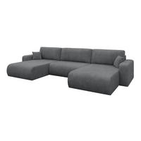 SEDACÍ SOUPRAVA DO U s funkcí spaní a úložným prostorem BERY-U 377x193x88 tmavě šedá manšestr - černá/tmavě šedá, kompozitní dřevo/textil (377/88/193cm) - ALTDECOR