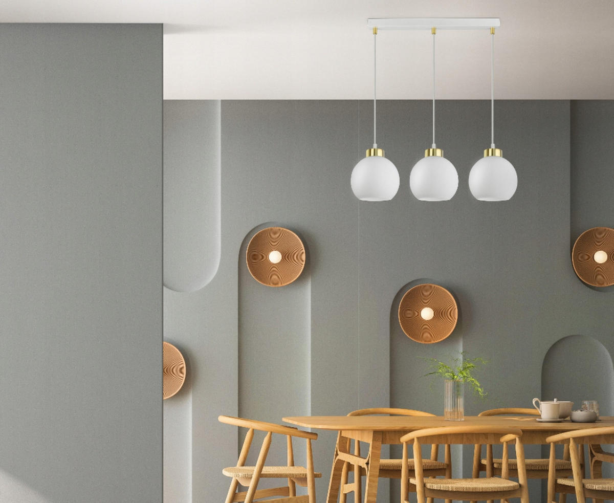 PENDELLEUCHTE GOLDGLAS - Goldfarben/Weiß, Glas/Metall (14/60/80cm) - kiki design