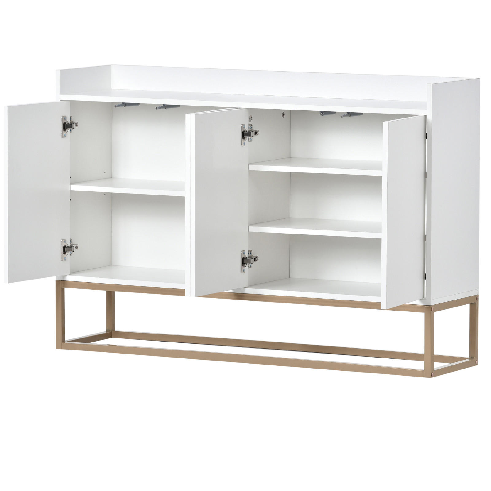 SIDEBOARD 120x30x80 cm Weiß 4 Türen grifflos Buffetschrank modern - Weiß, Holz/Metall (30/80/120cm) - PARAFTA HOME