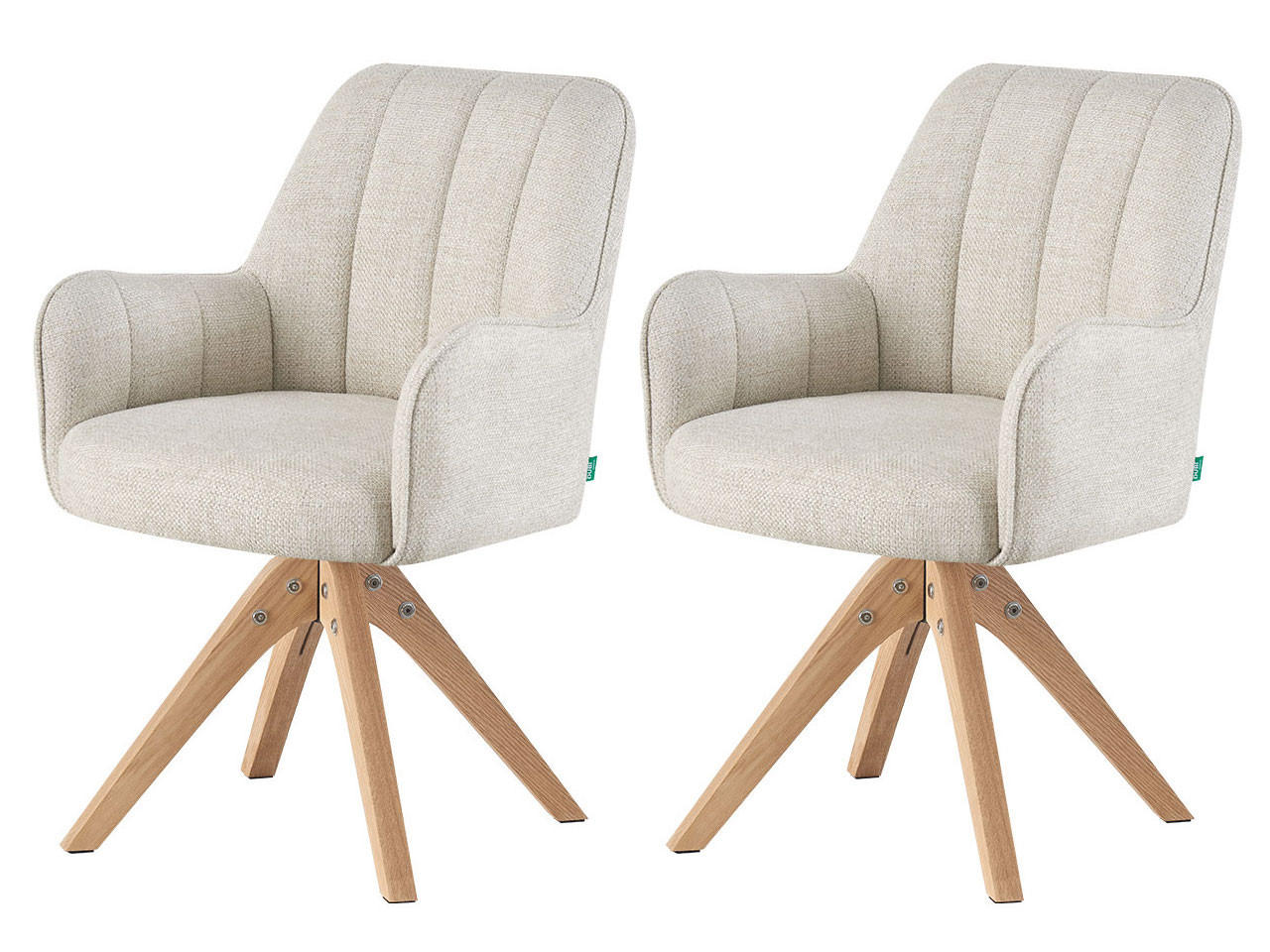 ESSZIMMERSTUHL THOMAS-FINA 2er-Set 360°drehbar - Creme, Textil (58/88/62cm) - DUBI Möbel