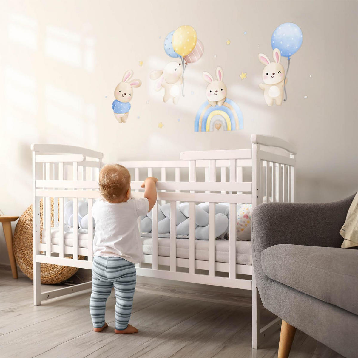 WANDAUFKLEBER 60x94cm - Hasenland - Multicolor, Kunststoff (60/94/0.1cm) - Wallfluent