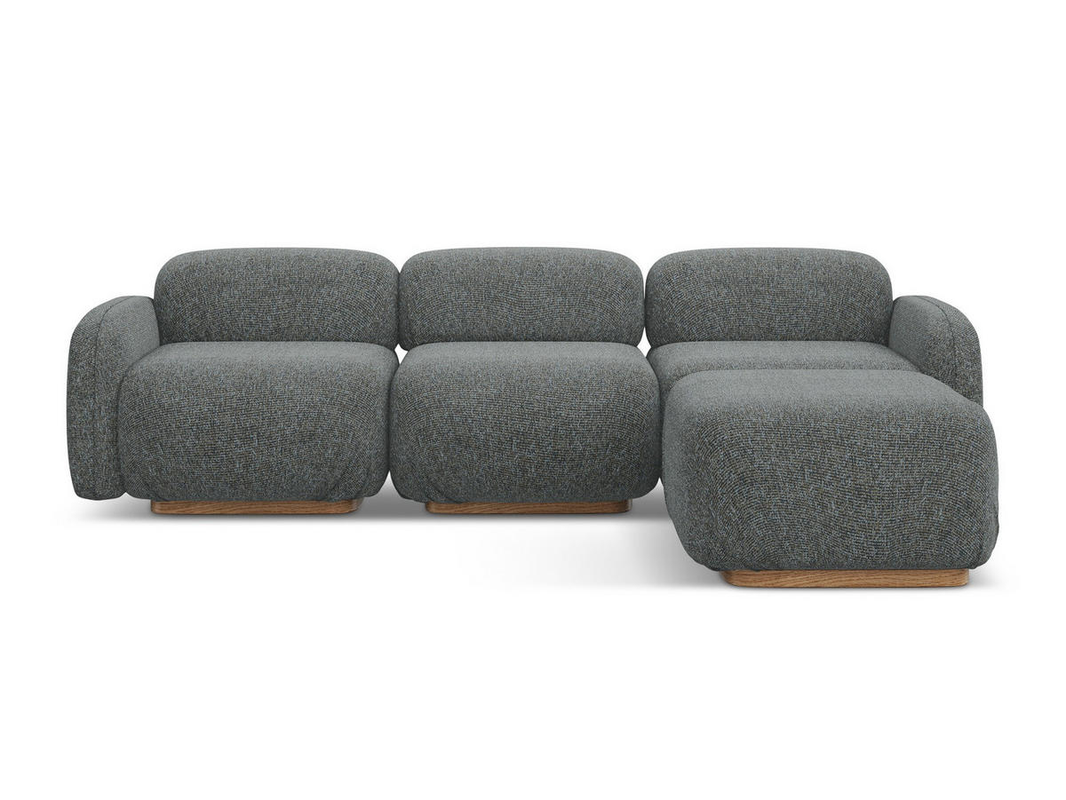 ECKSOFA Beidseitig Strukturstoff Stoff Grau - Dunkelgrau/Braun, Holz/Textil (270/190cm) - Makamii