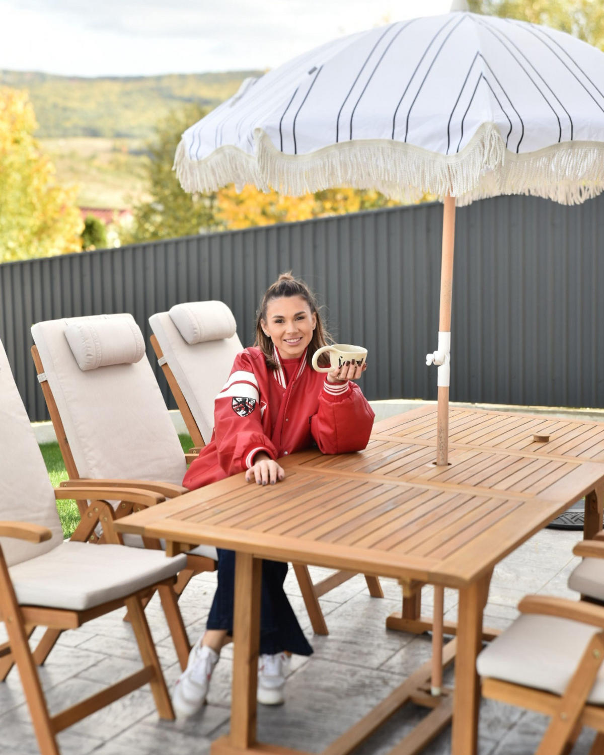SLUNEČNÍK 155 cm Bílý/Černý Mondello - bílá/černá, dřevo (155/155cm) - Beliani