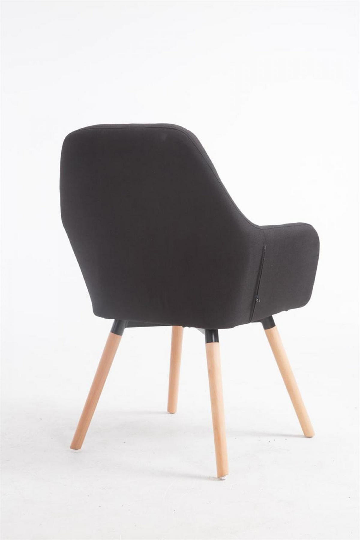 ARMLEHNENSTUHL Stoff schwarz - Eukalyptusholzfarben/Schwarz, Holz/Textil (67/93/58cm) - CLP