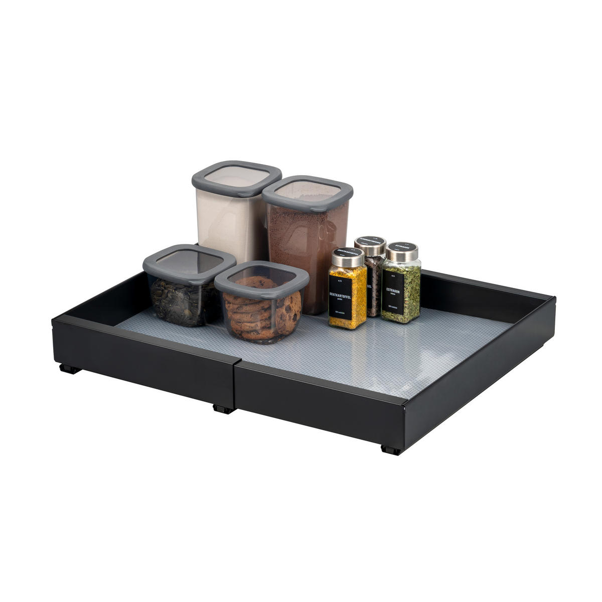 TELESKOPSCHUBLADE, ausziehbar, Metall, schwarz - Schwarz, Metall (51/6/42cm) - bremermann