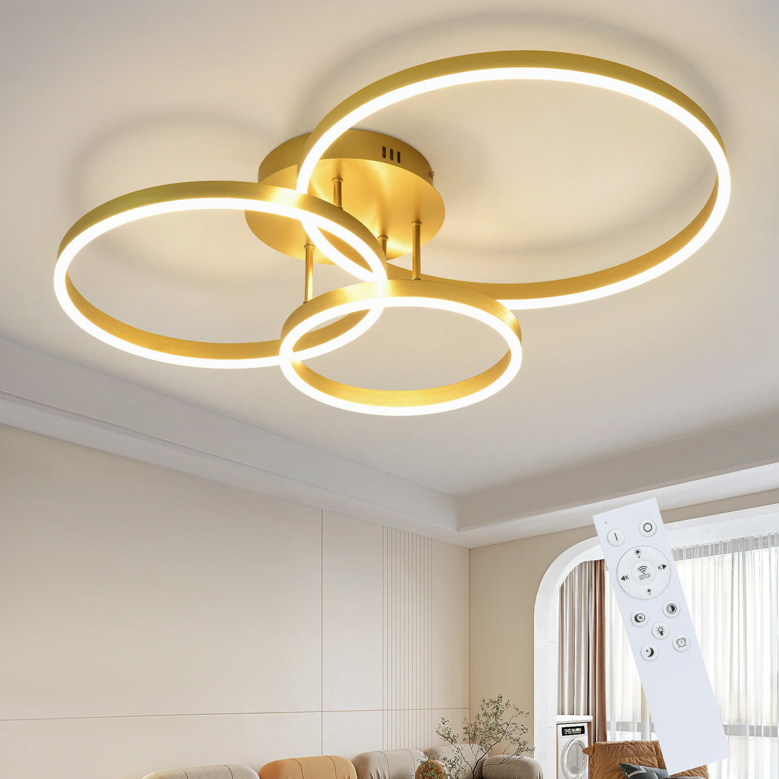 LED-DECKENLEUCHTE Peldar 58.0/82.0/16.0 cm - Goldfarben, Metall (82/58/16cm) - ZMH