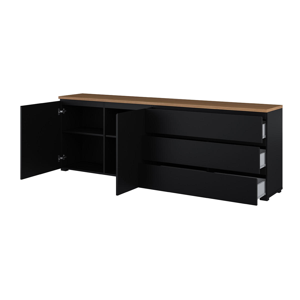 SIDEBOARD Liko Schwarz und Holz - Schwarz, Holzwerkstoff (200/67.9/34.5cm) - Petits-meubles