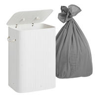 WÄSCHEKORB Bambus - Weiß, Holz/Textil (52/63/32cm) - Relaxdays