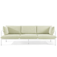 GARTENSOFA RAMBE 3-Personen mit Kissen, Weiß - Weiß/Hellgrün, Textil/Metall (225/80/80cm) - KONSIMO®