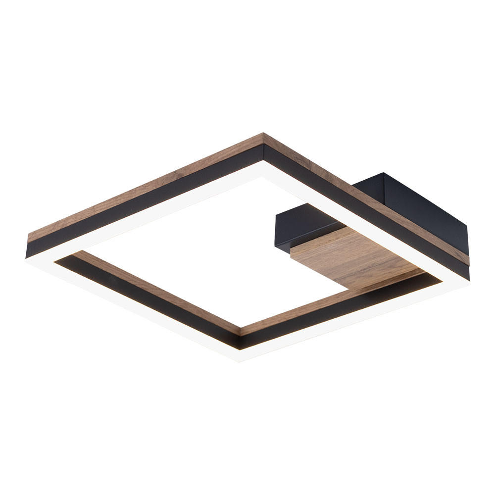 LED DECKENLEUCHTE MDF Holzoptik Braun - Braun, Metall (27/27/6cm) - Globo Lighting
