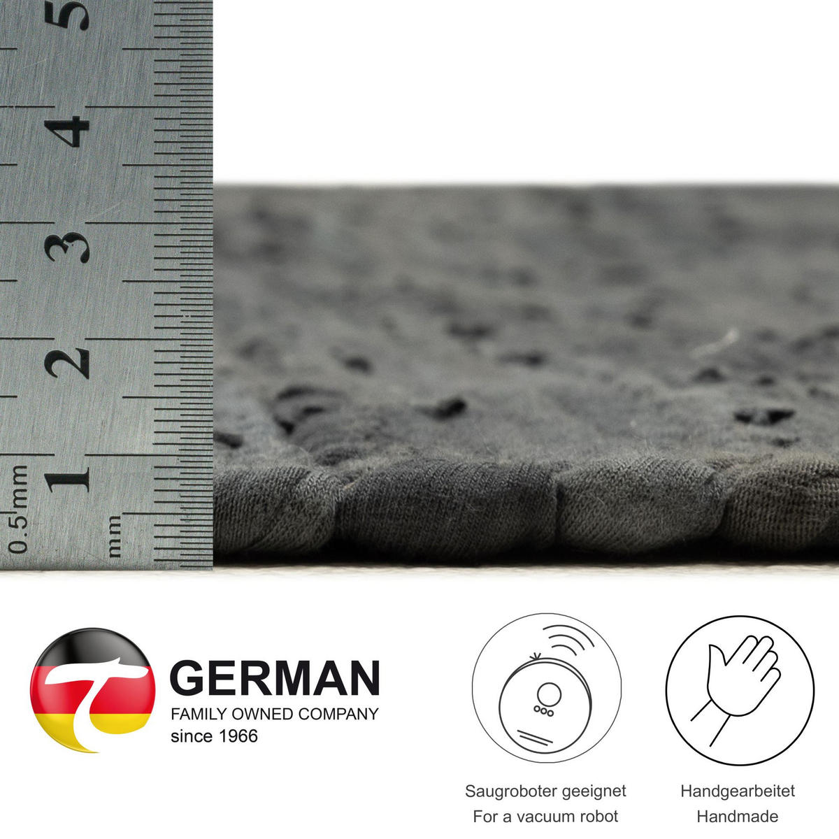 FLECKERLTEPPICH Chindi 70x140 cm - Anthrazit, Textil (70/140cm) - Rug and Roll
