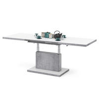 COUCHTISCH rechteckig Weiß matt Beton ausziehbar höhenverstellbar - Hellgrau/Weiß, Holzwerkstoff (70/120/56cm) - designimpex