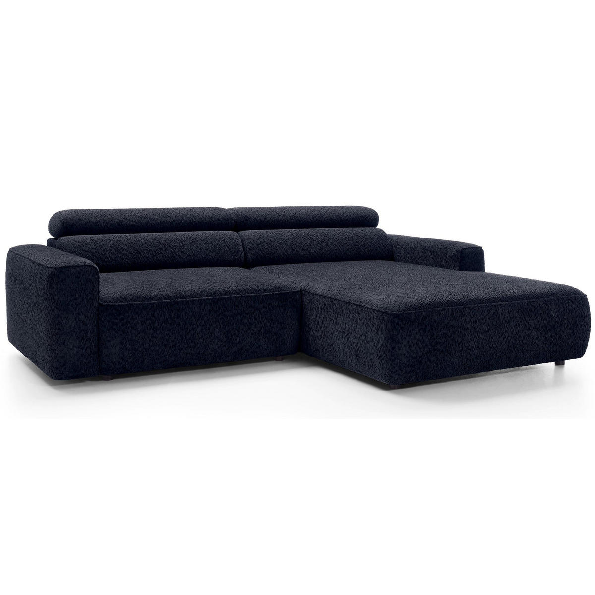 ROHOVÁ pohovka Fando s elektricky výsuvným sedákem, tmavě modrý ženil - černá/tmavě modrá, textil/plast (182/252cm) - Selsey