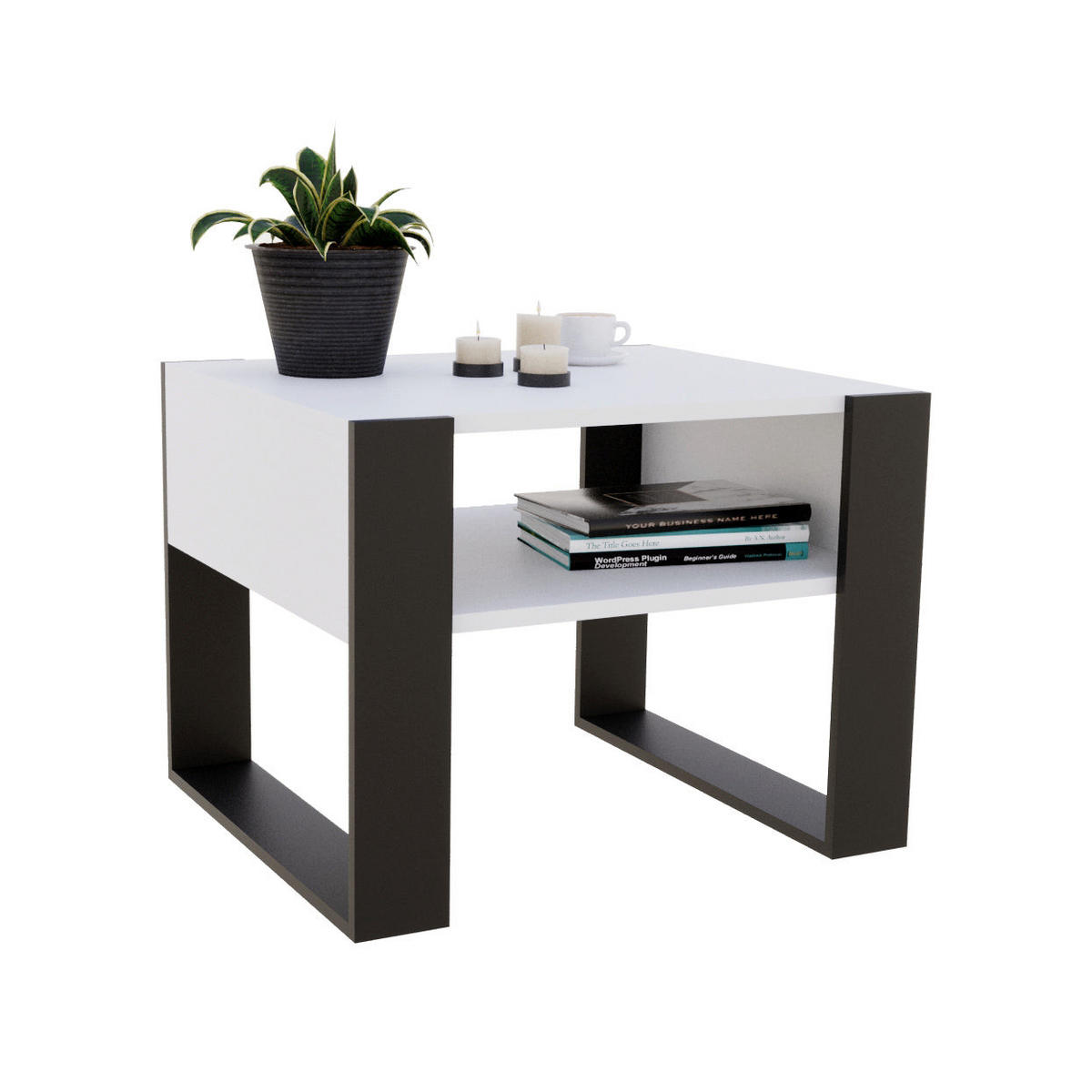 COUCHTISCH KARO 65 - Schwarz/Weiß, Holz (53.6/65/45cm) - Mat-Haus