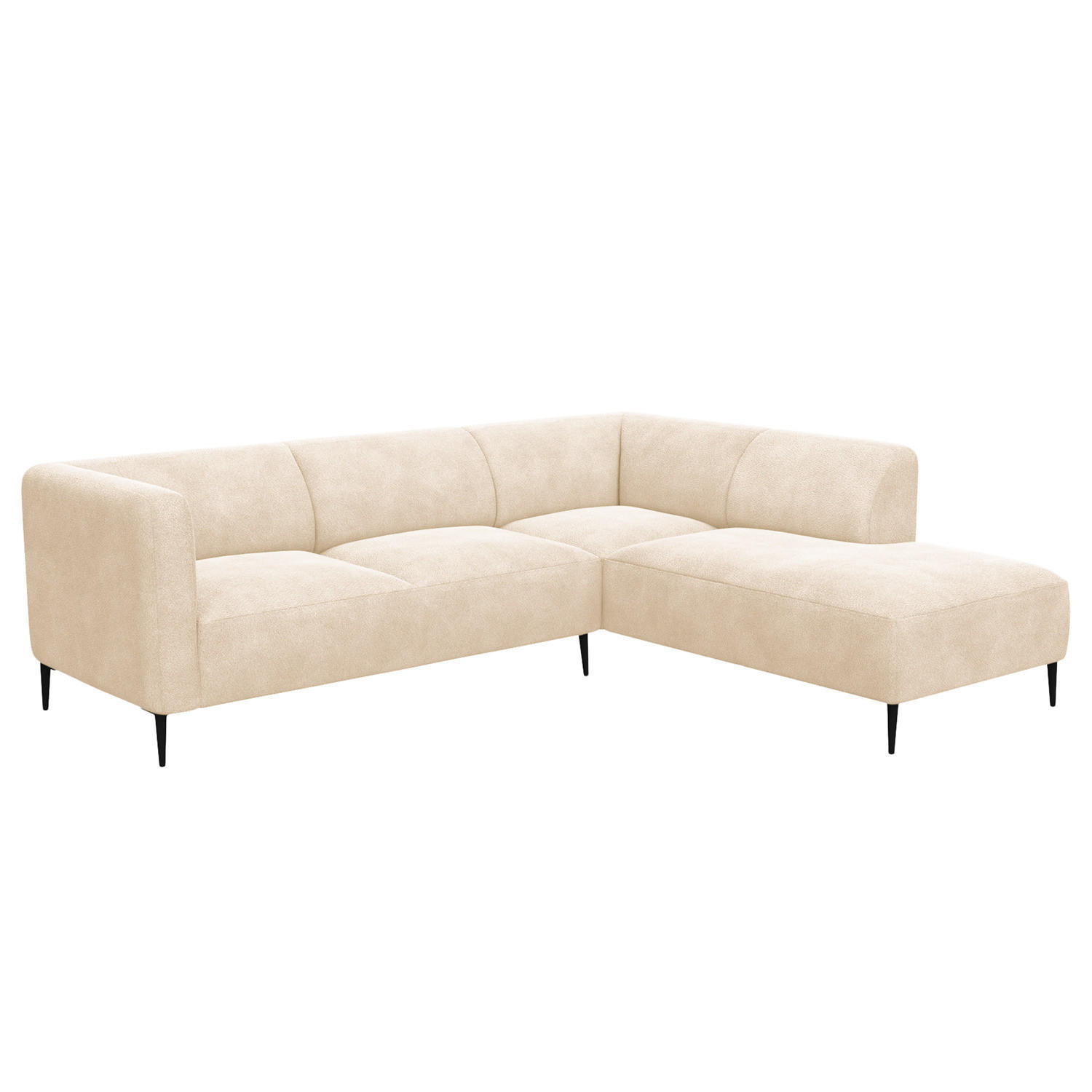 2,5-SITZER ECKSOFA mit Ottomane - Beige/Schwarz, Textil/Metall (252/205cm) - home24