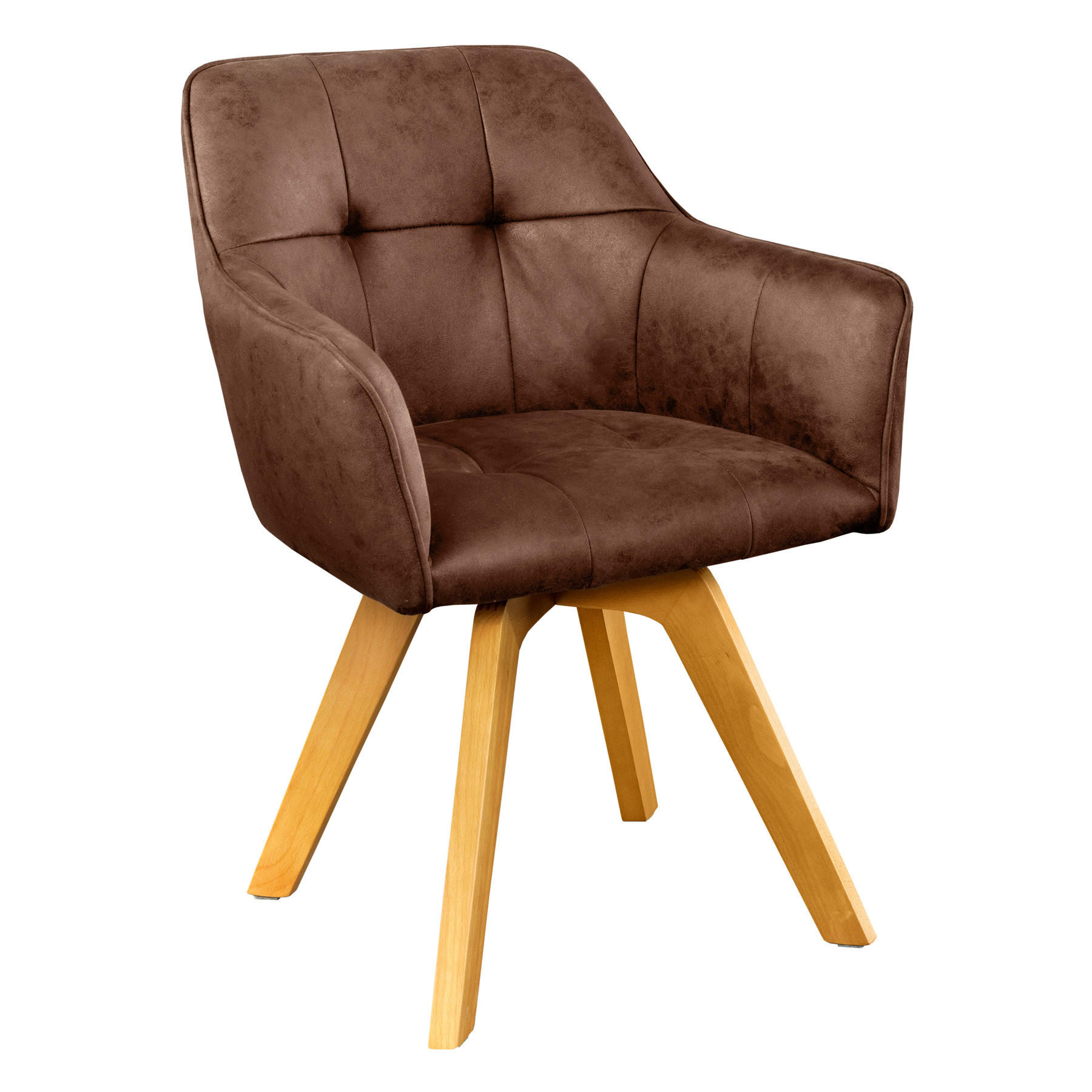 STUHL LOFT Microfaser Braun 85 cm - Braun, Holz/Textil (60/83/61cm) - riess-ambiente