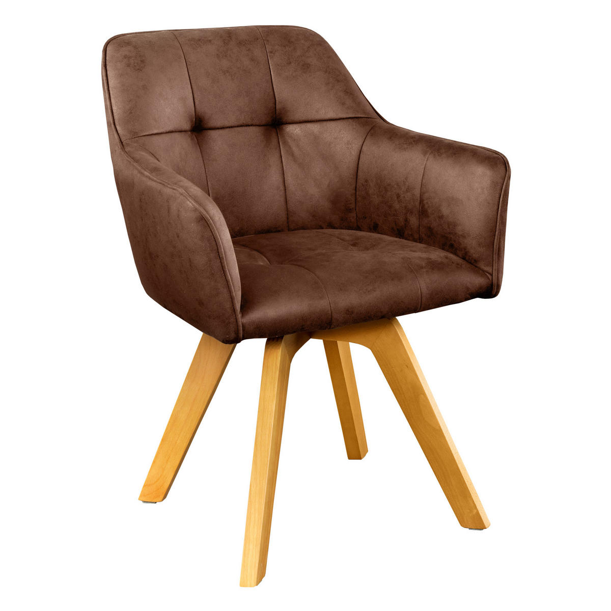 STUHL LOFT Microfaser Braun 85 cm - Braun, Holz/Textil (60/83/61cm) - riess-ambiente