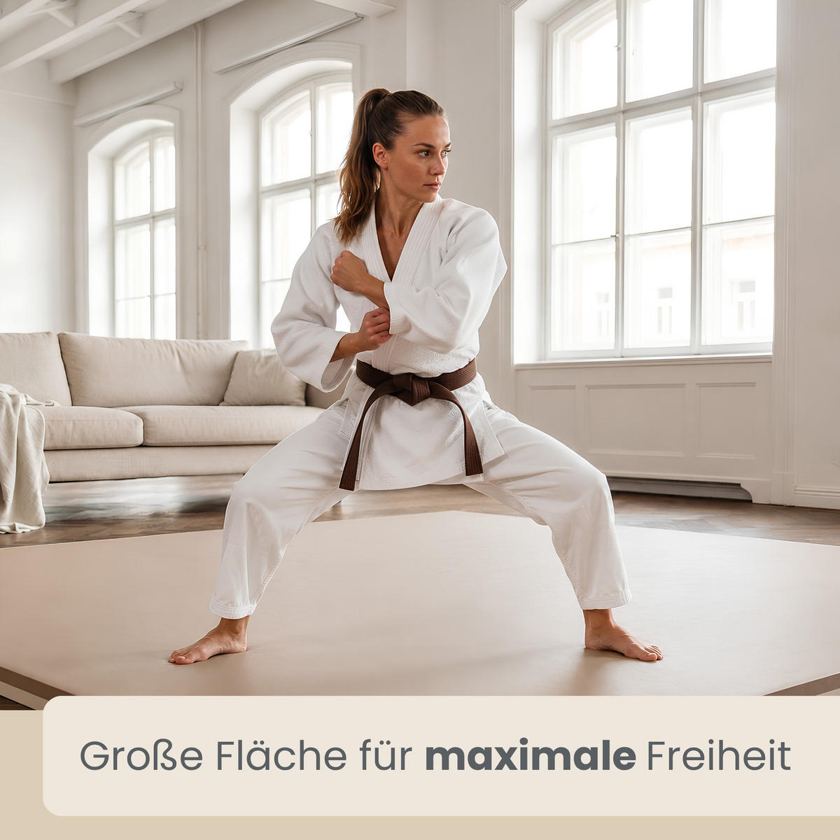 KAMPFSPORTMATTE - 4er Set - 63/63/2 cm - Beige/Braun - Beige, Kunststoff (63/63cm) - eyepower