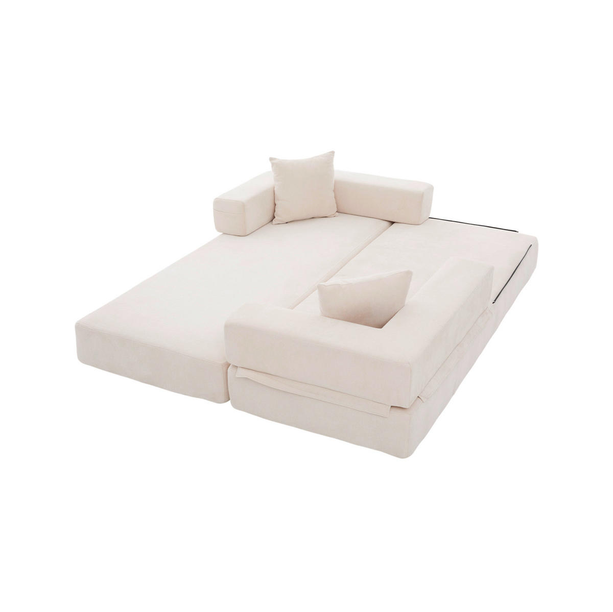 SOFA modular 198 x 79 cm Chenille Beige - Beige, Kunststoff (31.1/23.62/77.95cm) - Meubliv