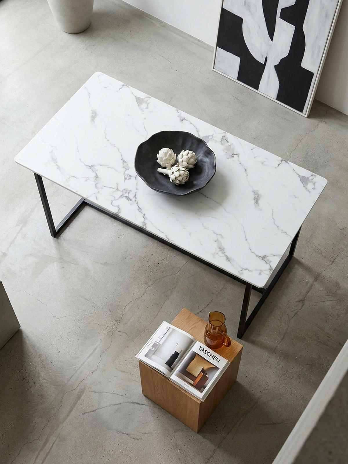 ESSTISCH Marmoroptik Metall Rechteckig Modern Klein, Weiß 180x90x76 cm - Schwarz/Weiß, Holzwerkstoff/Metall (90/180/76cm) - KADIMA DESIGN