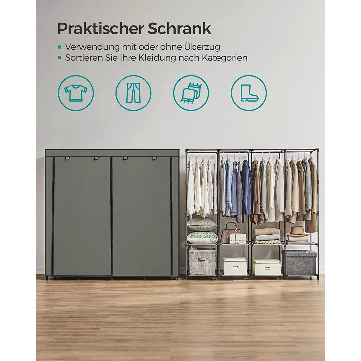 STOFFSCHRANK BANJUL - Waldgrün, Kunststoff (170/167/45cm) - Hansiro
