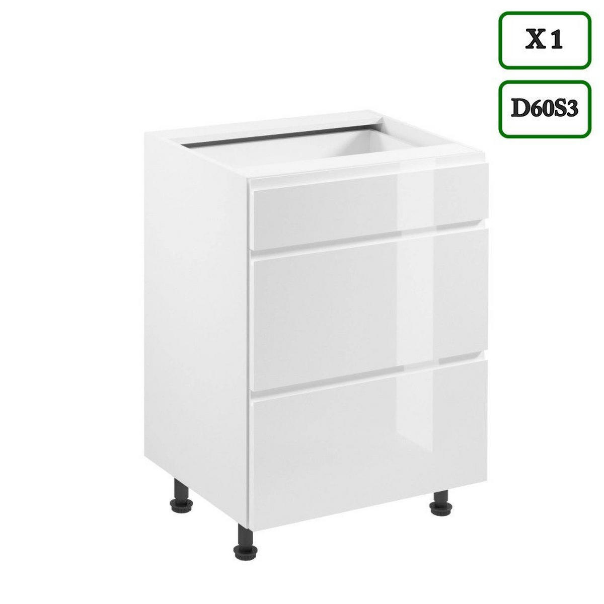 KÜCHENZEILE 240 cm Aspen K101-M240 in Weiß /Hochglanz - Weiß Hochglanz, Holz (240/212/60cm)