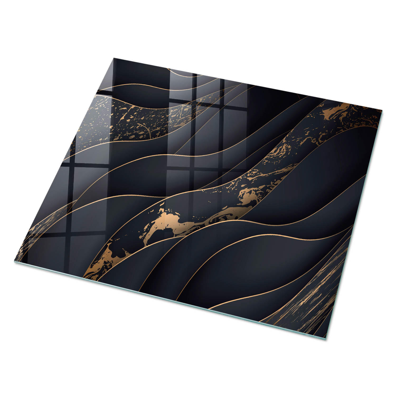 GLASPLATTE 80x60 cm – Wellen des Luxus - Braun, Glas (0.4/80/60cm) - ArtPrintCave