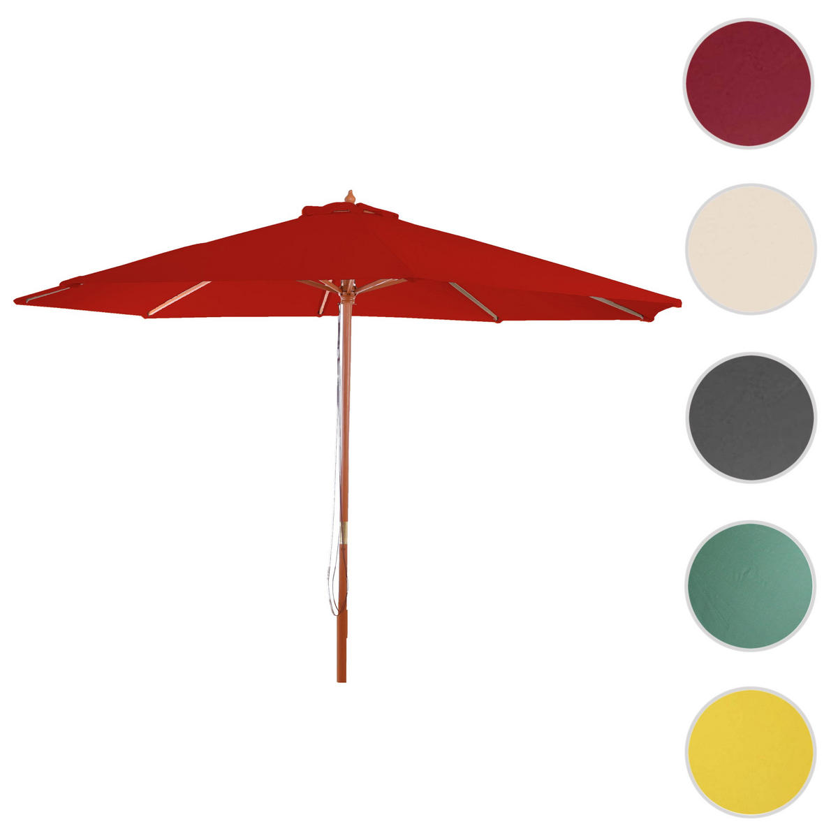 SONNENSCHIRM RUND Rot - Rot, Holz (300/300cm) - MCW