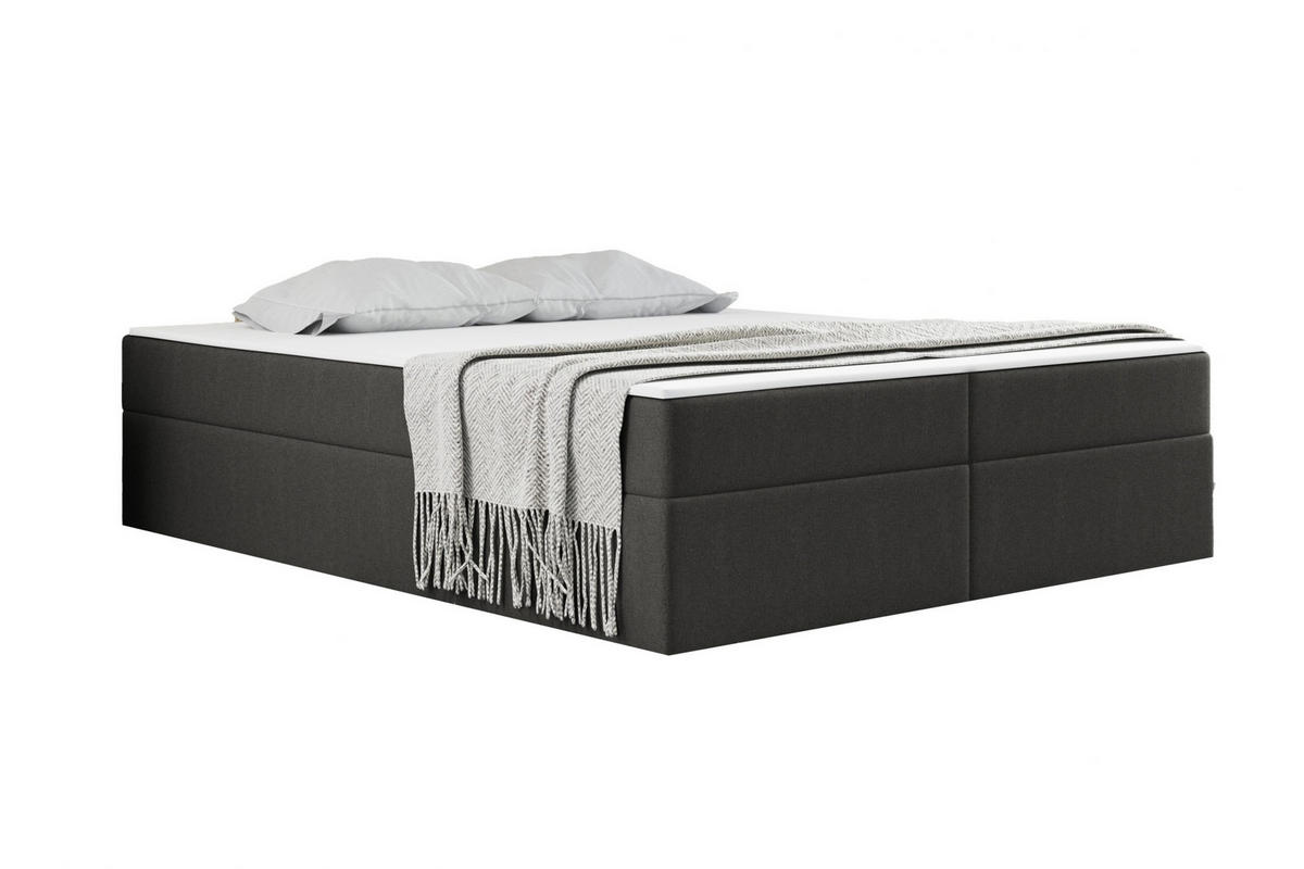 BOXBETT Mit Bettkasten Und Matratze Topper Ruben Dunkelgrau 140x200 cm H3-Bonell - Dunkelgrau, Holz/Textil (140/200cm) - Kaiser Möbel