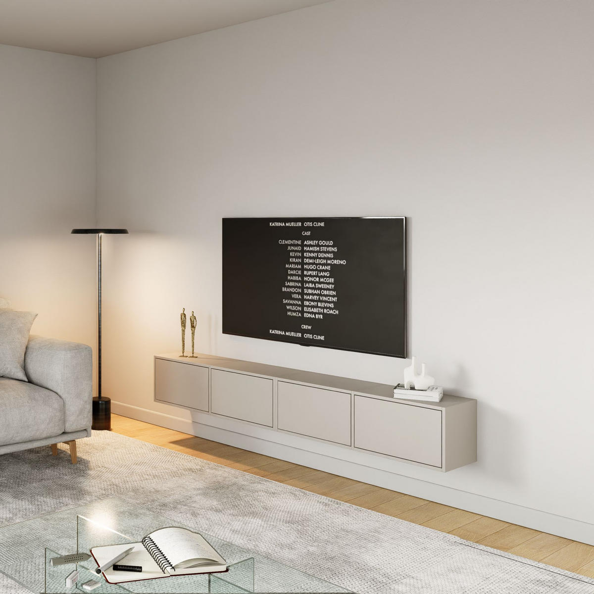TV-LOWBOARD Framme hängend Kaschmirgrau 200 cm - Kaschmir, Holzwerkstoff (201.2/30/30cm) - Selsey