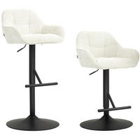 BARHOCKER 2er-Set DE-14749 höhenverstellbar mit Leinenbezug Creme - Creme, Metall (53/108/52.5cm) - ComfortXL
