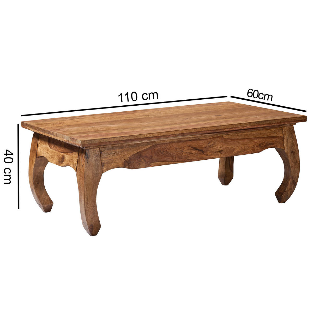 COUCHTISCH KANADA in Opium-Form aus Massivholz Akazie handgefertigt, Braun 110x60x40 cm - Braun, Holz (60/110/40cm) - KADIMA DESIGN
