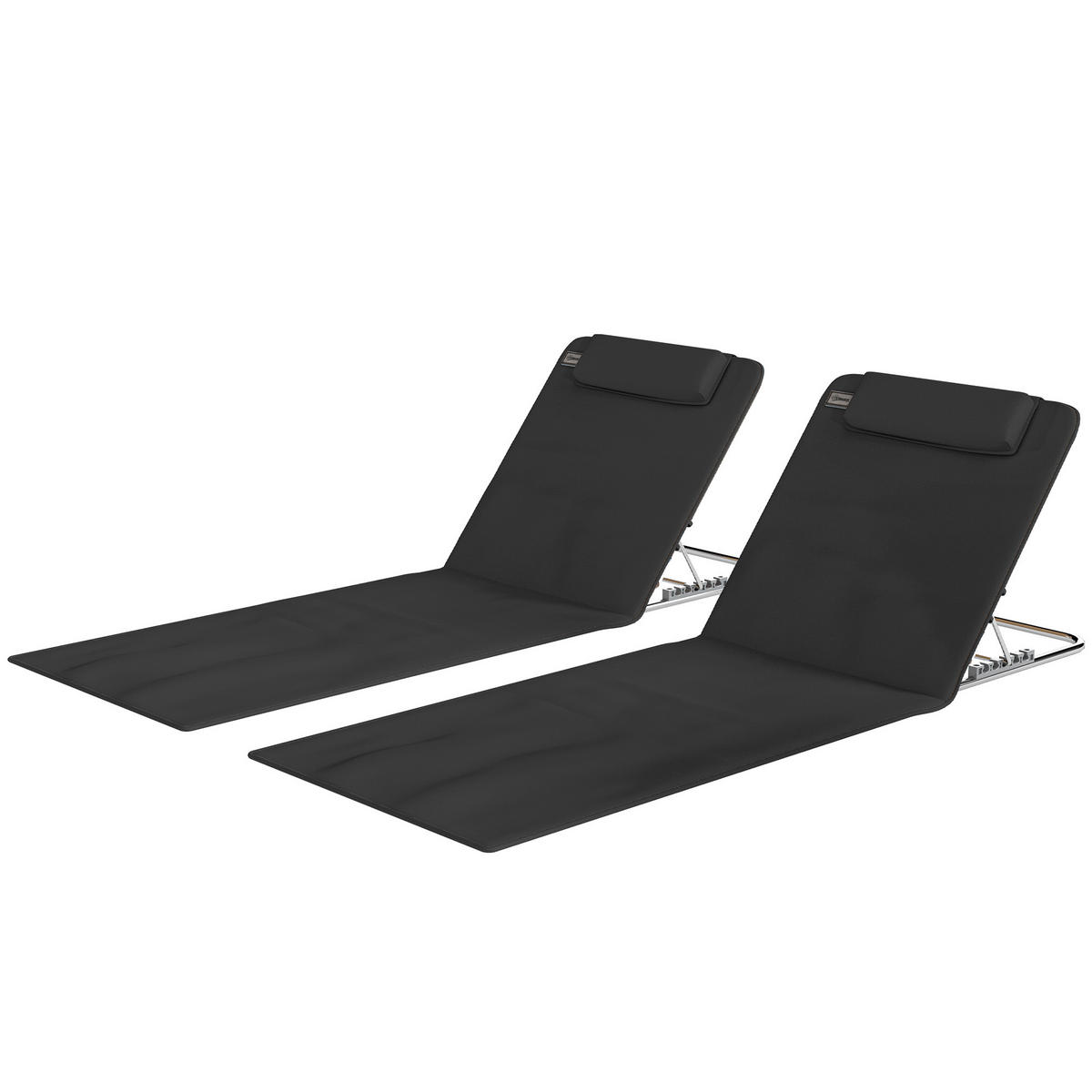STRANDMATRATZE, 2er-Set, Schwarz, verstellbare Rückenlehne, inklusive Tragetasche - Schwarz, Metall (134/45/48cm) - Vallsero