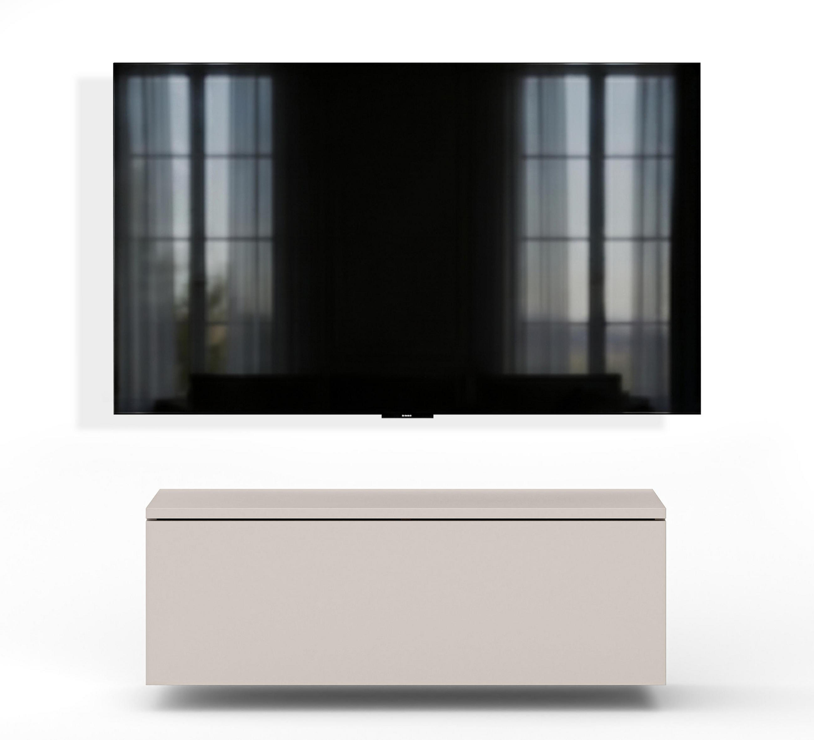 LOWBOARD Barvo 100 Beige Kaschmir 100/34/32 cm – hängendes TV-Board - Beige, Holzwerkstoff (100/34/32cm) - AX Living