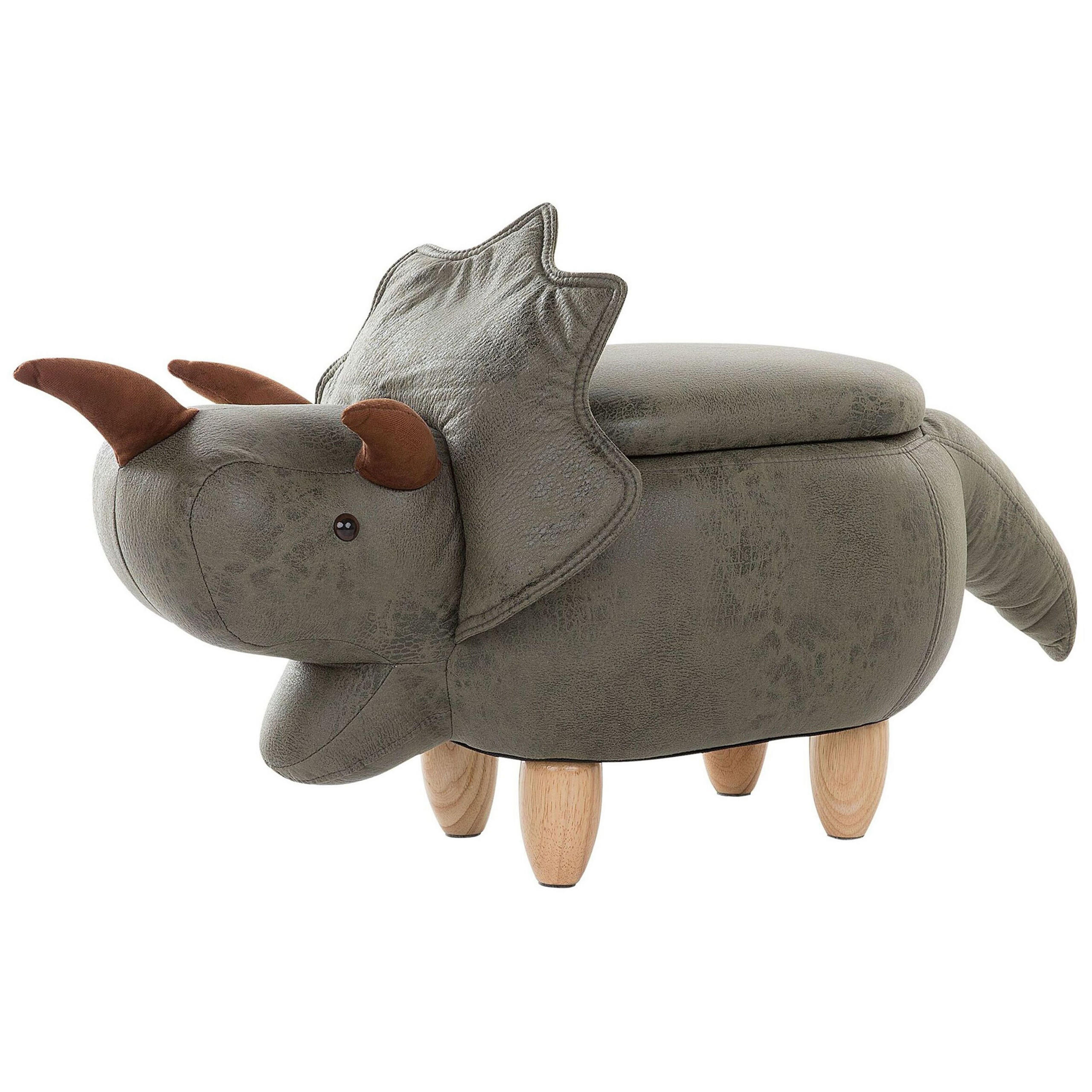 HOCKER Triceratops 42/92/56 cm - Grün, Kunststoff/Textil (92/56/42cm) - Beliani