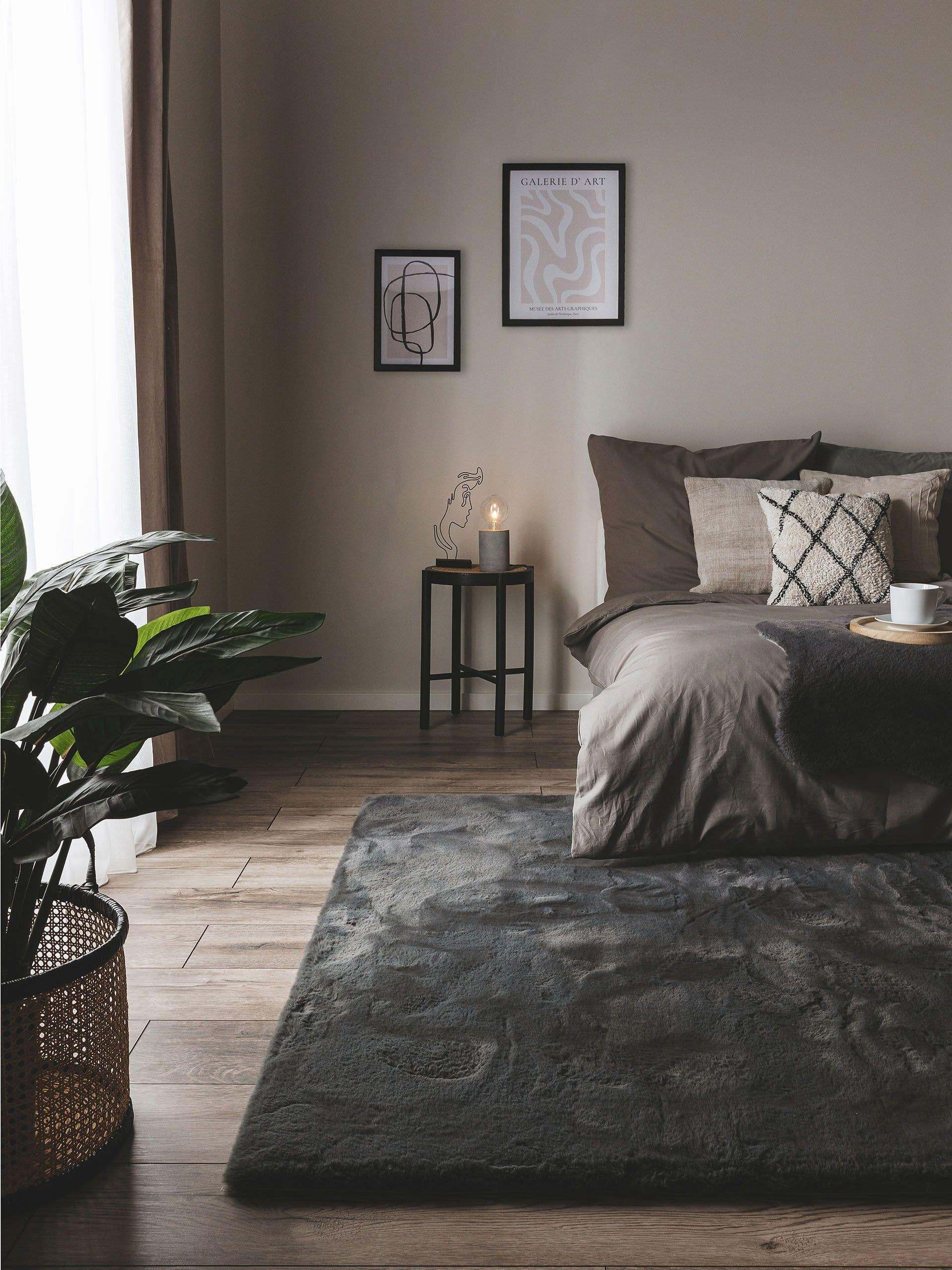 KUNSTFELL-TEPPICH Dave Anthrazit 160x230 cm - Anthrazit, Textil (160/230cm) - benuta Nest