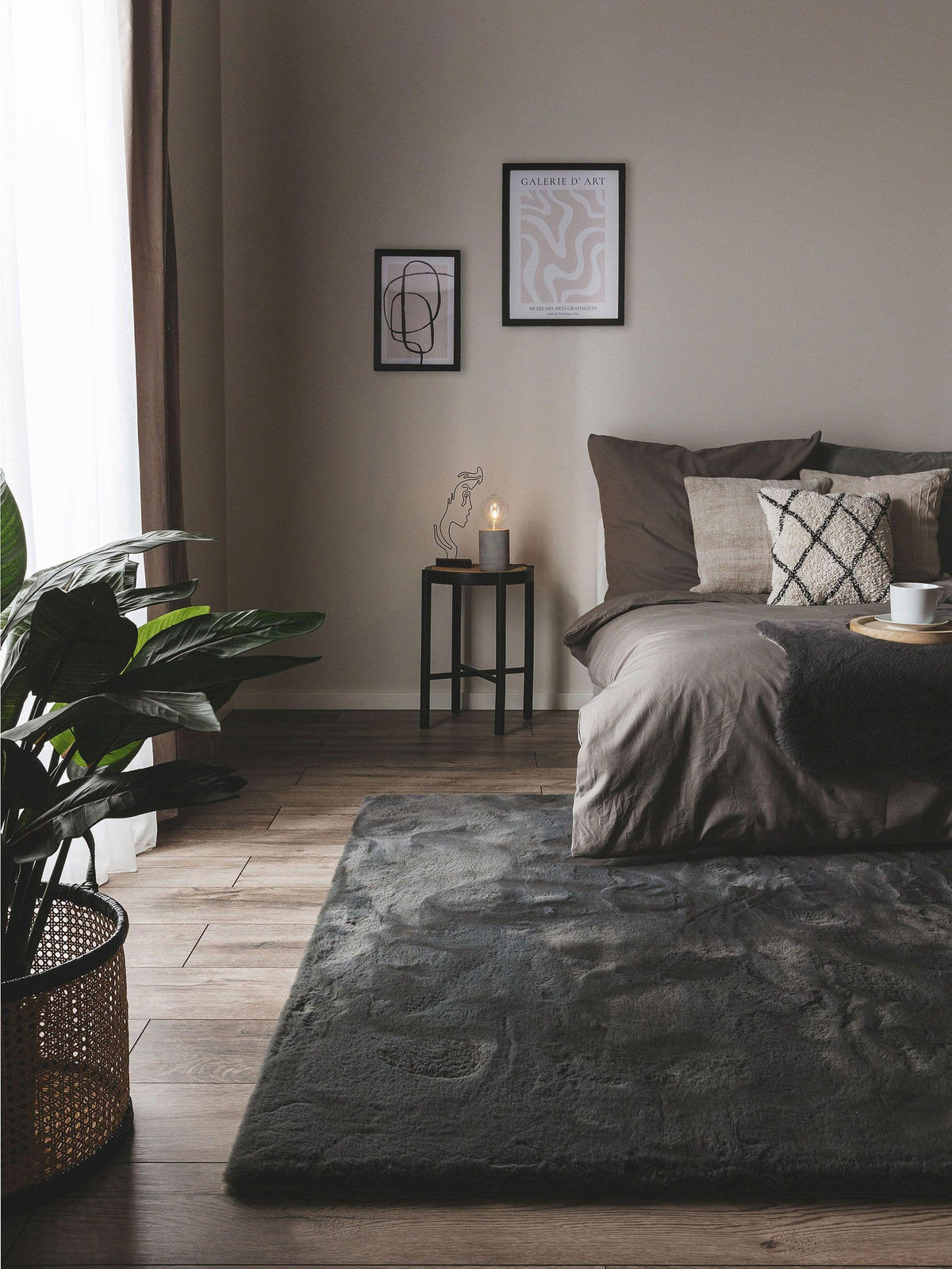 KUNSTFELL-TEPPICH Dave Anthrazit 200x300 cm - Anthrazit, Textil (200/300cm) - benuta Nest