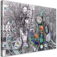 WANDBILD ägyptische hieroglyphen und skarablen - Silberfarben, Textil (60/40cm) - Feeby