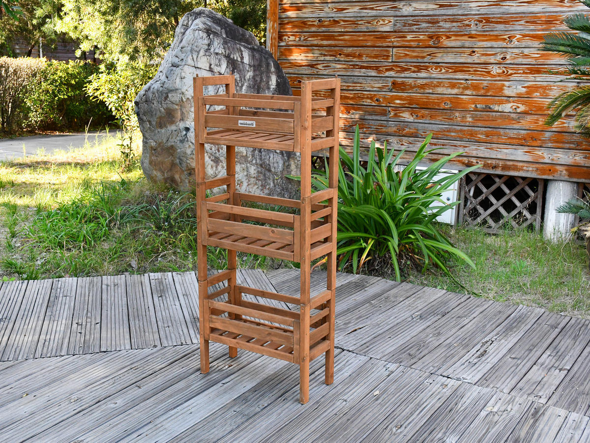 PFLANZENSTÄNDER multifunktional 3-fach, aus Holz wetterfest für Indoor & Outdoor - Braun, Holz (122/51/23cm) - needs&wants