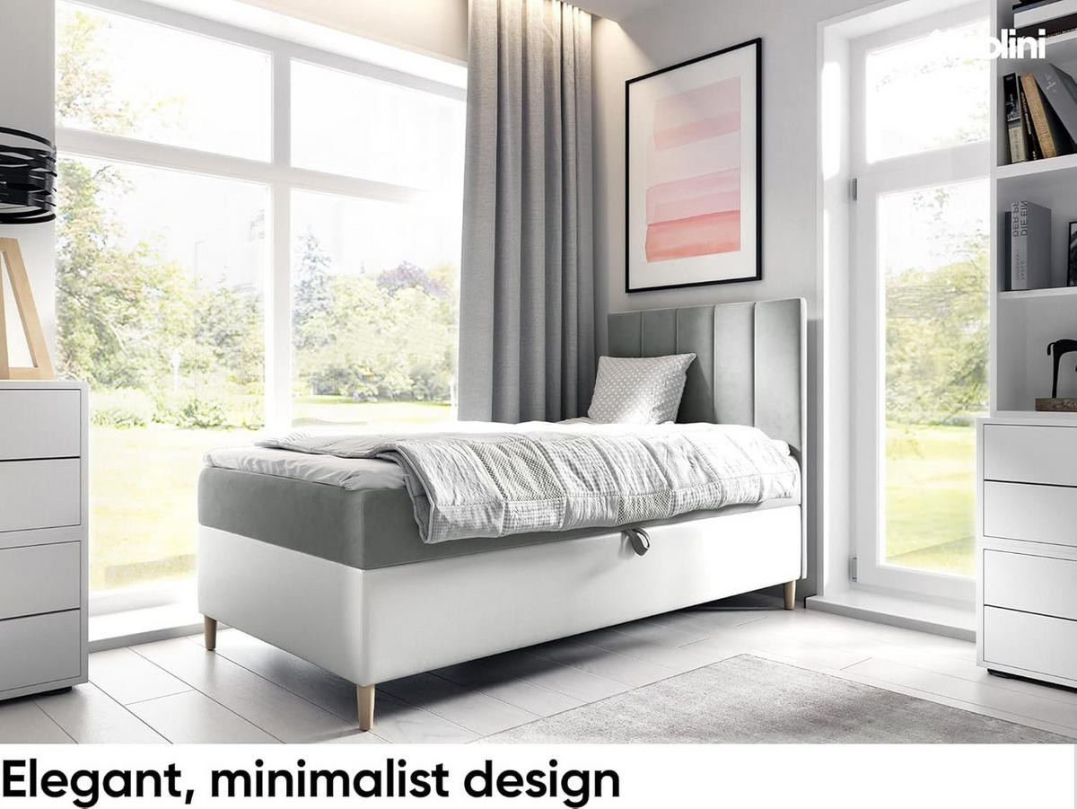 KINDERBETT MAYA 1 - Weiß/Grau, Holzwerkstoff (82/208cm) - Meblini