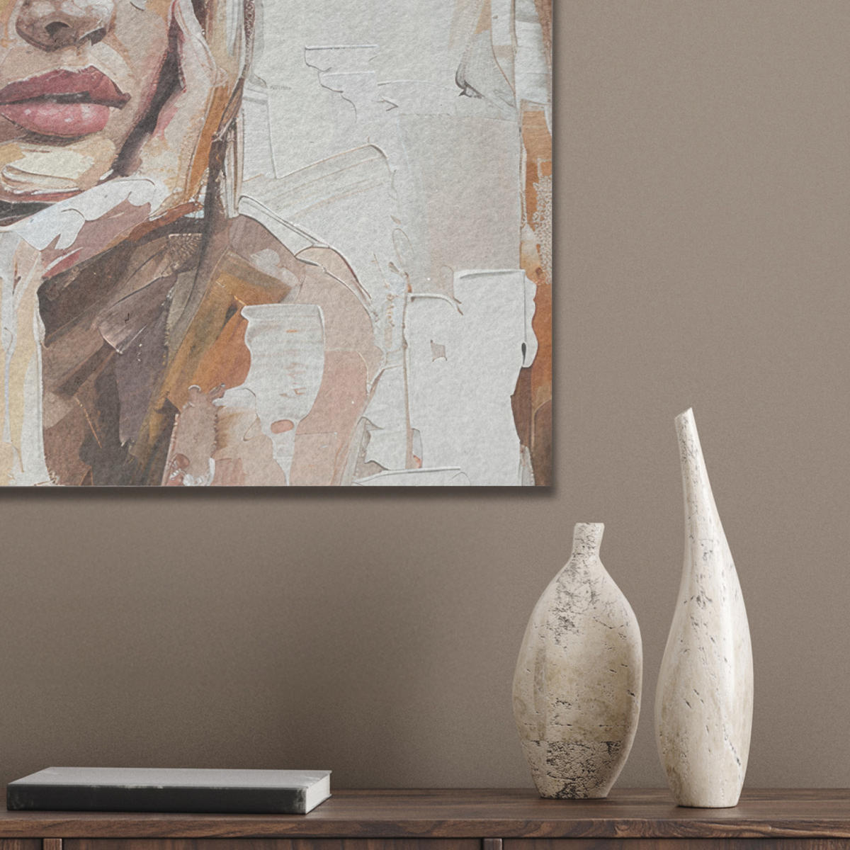 AKUSTIKBILD Frau - Lackierung - Porträt - Modern Wanddeko 70x50 cm - Altrosa, Kunststoff (70/50/0.9cm) - MuchoWow