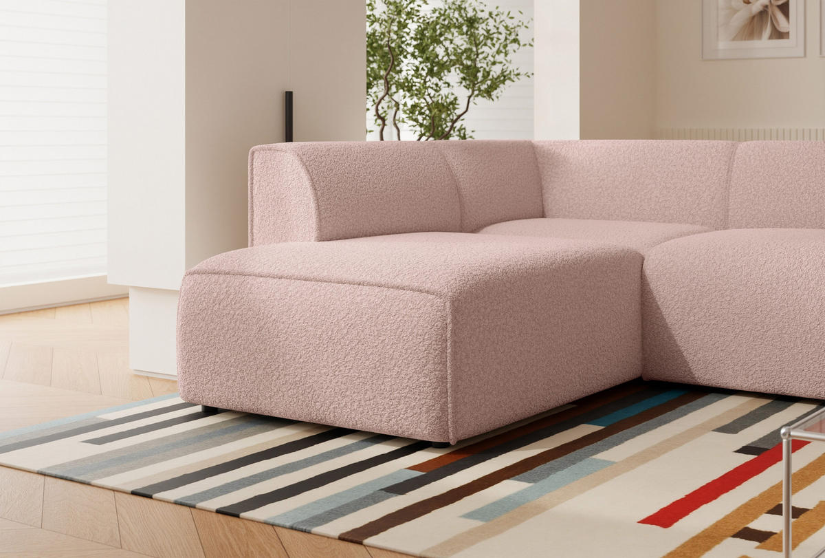 ECKSOFA ZAVO Feiner Mischstoff in Rosa - Rosa, Holzwerkstoff/Kunststoff (310/218cm) - Idohome